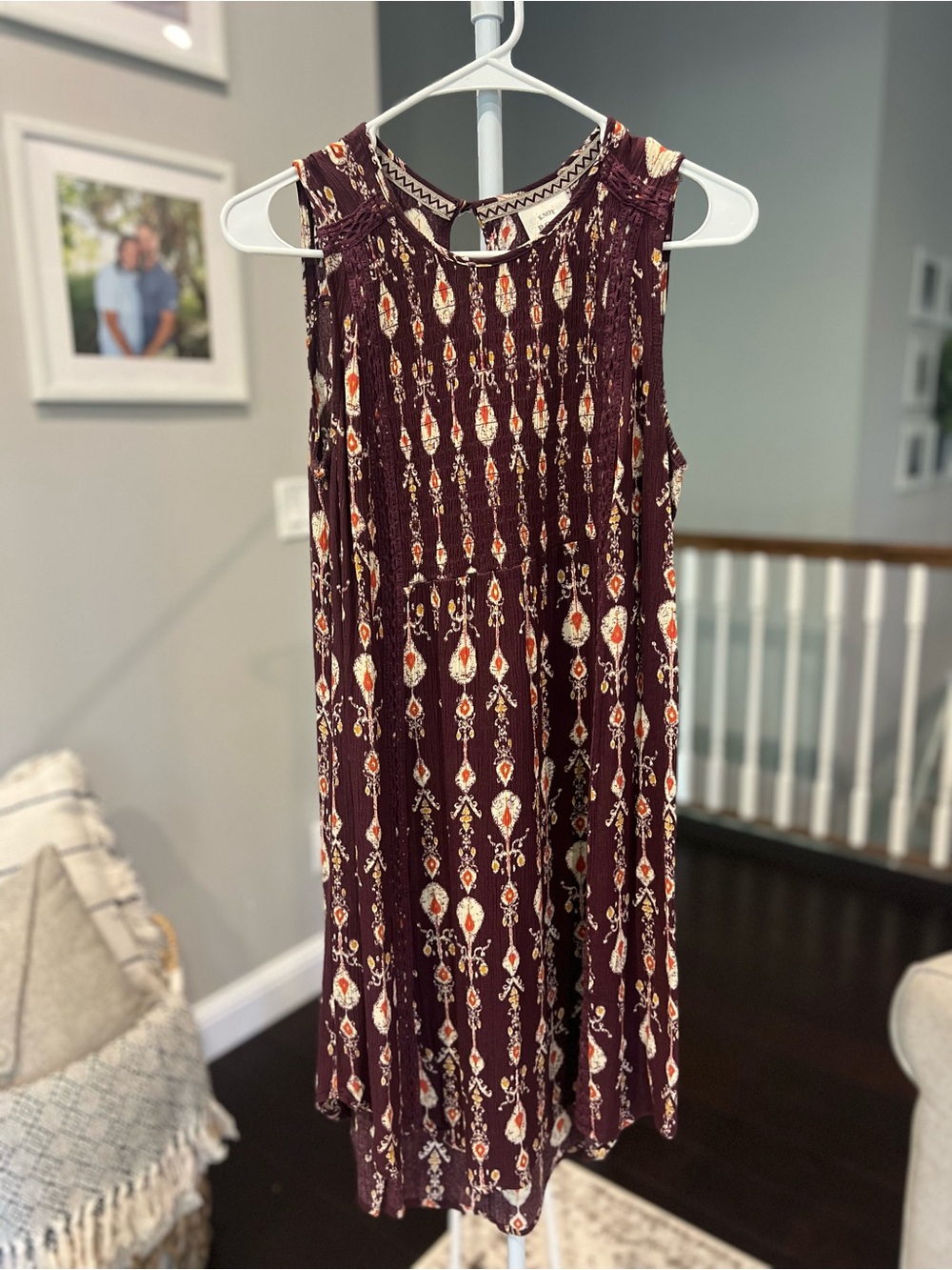 Knox Rose Burgundy Printed Sleeveless Boho Dress